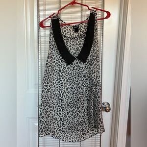 Black grey and white leopard print sheer tank